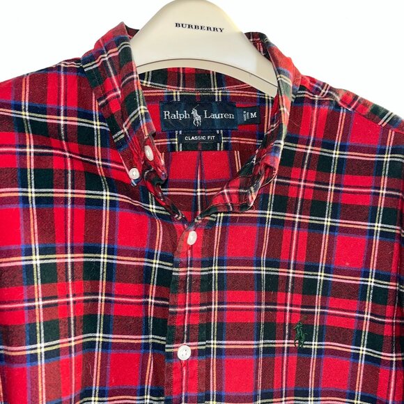 RALPH LAUREN Mens Tartan Plaid Casual Long Sleeve Shirt Laurent Vuitton Gucci M - Picture 3 of 6